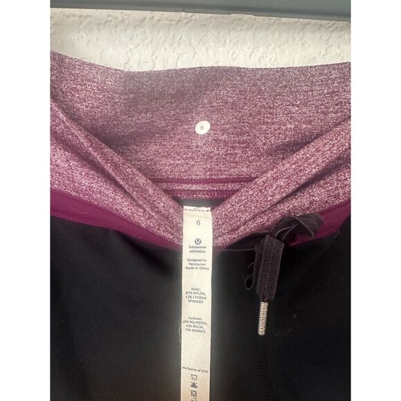 Lululemon Speed Running Lined Athletic Shorts in Black Purple Size 6 - Picture 3 of 4
